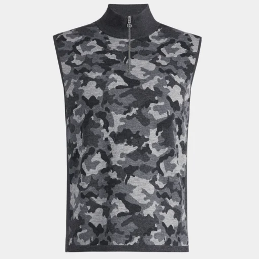 Sweaters-G/FORE Camo Jacquard Merino Wool Quarter Zip Sweater Vest