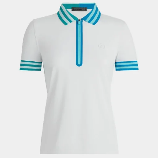 Polos-G/FORE Contrast Embossed Logo Quarter Zip Tech Pique Polo