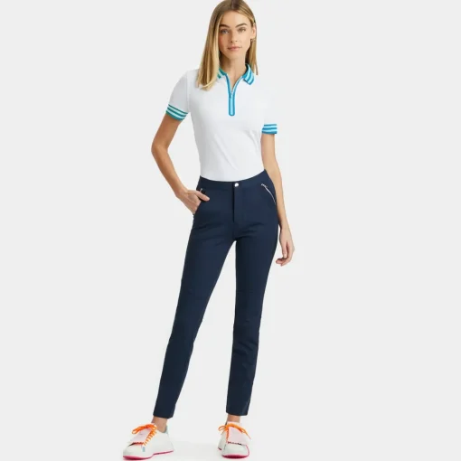 Polos-G/FORE Contrast Embossed Logo Quarter Zip Tech Pique Polo