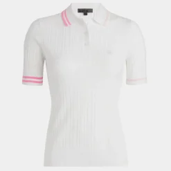 Sweaters-G/FORE Contrast Stripe Cotton Blend Ribbed Knit Polo