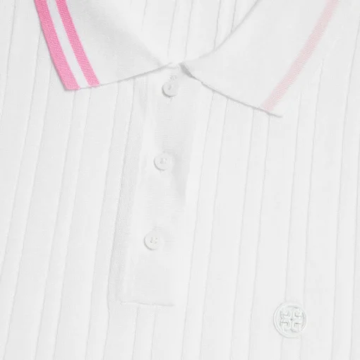 Sweaters-G/FORE Contrast Stripe Cotton Blend Ribbed Knit Polo