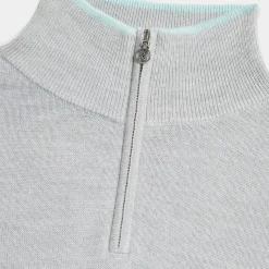 Sweaters-G/FORE Contrast Tipped Merino Wool Quarter Zip Sweater
