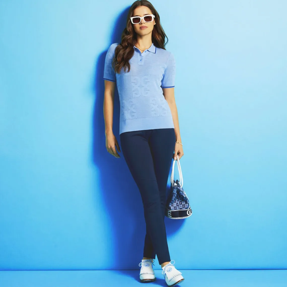 Sweaters-G/FORE Pointelle Merino Wool Blend Short Sleeve Sweater