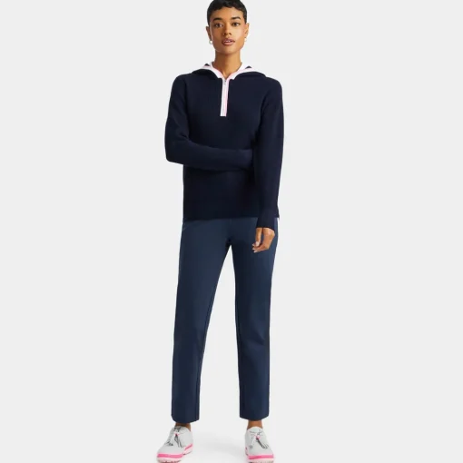 Sweaters-G/FORE Waffle Stitch Merino Wool Hooded Quarter Zip Sweater